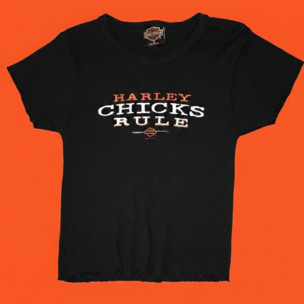 📣Vintage Y2K Harley Davidson🏍️ Harley Chicks♀ Rule🧡 Ft Lauderdale FL SZ Small
